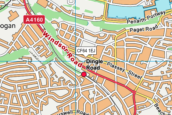 CF64 1EJ map - OS VectorMap District (Ordnance Survey)