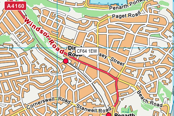 CF64 1EW map - OS VectorMap District (Ordnance Survey)