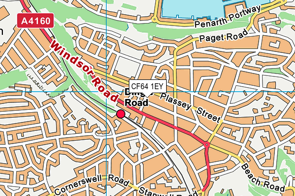 CF64 1EY map - OS VectorMap District (Ordnance Survey)