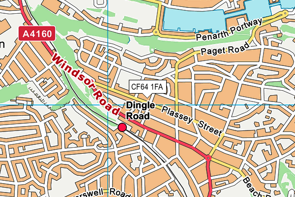 CF64 1FA map - OS VectorMap District (Ordnance Survey)