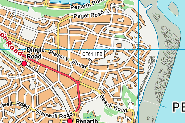 CF64 1FB map - OS VectorMap District (Ordnance Survey)