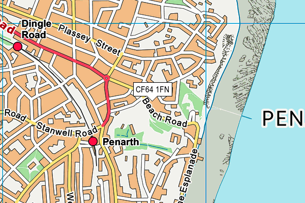 CF64 1FN map - OS VectorMap District (Ordnance Survey)