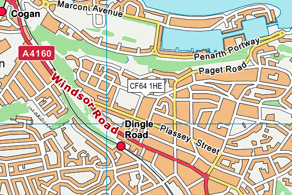 CF64 1HE map - OS VectorMap District (Ordnance Survey)