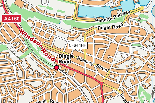 CF64 1HF map - OS VectorMap District (Ordnance Survey)