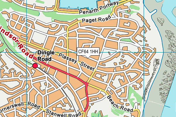 CF64 1HH map - OS VectorMap District (Ordnance Survey)