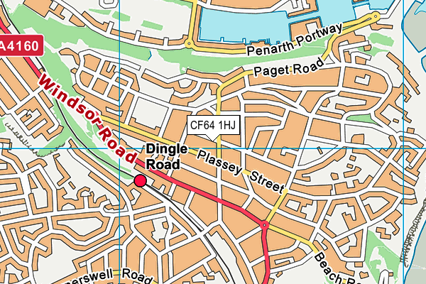 CF64 1HJ map - OS VectorMap District (Ordnance Survey)