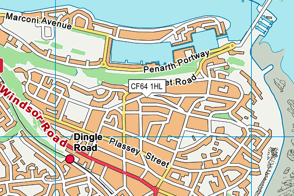 CF64 1HL map - OS VectorMap District (Ordnance Survey)