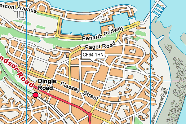 CF64 1HN map - OS VectorMap District (Ordnance Survey)