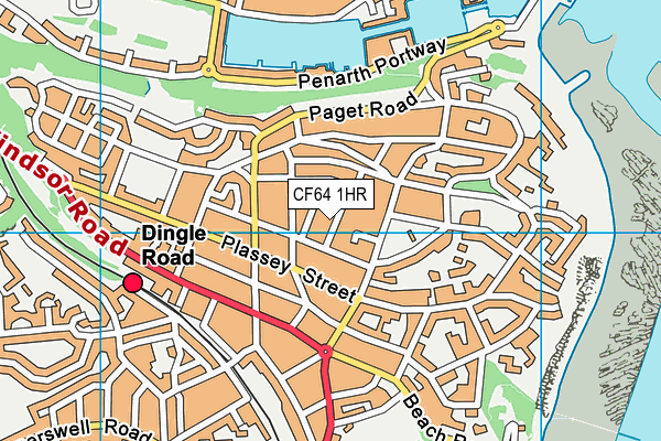 CF64 1HR map - OS VectorMap District (Ordnance Survey)