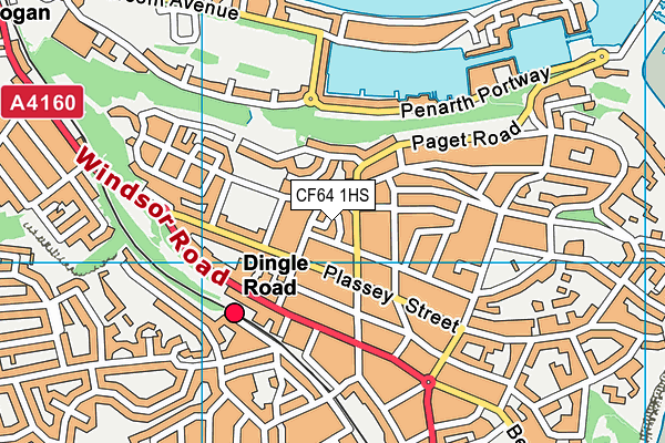 CF64 1HS map - OS VectorMap District (Ordnance Survey)