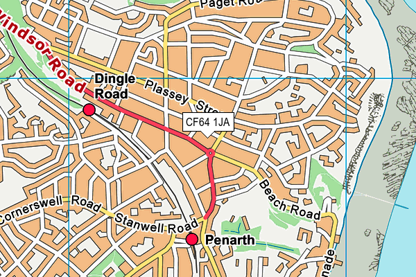 CF64 1JA map - OS VectorMap District (Ordnance Survey)