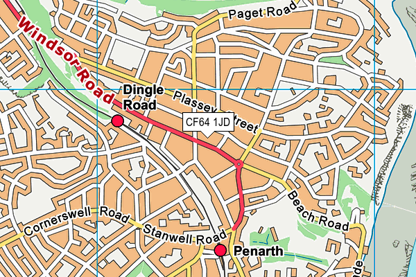 CF64 1JD map - OS VectorMap District (Ordnance Survey)