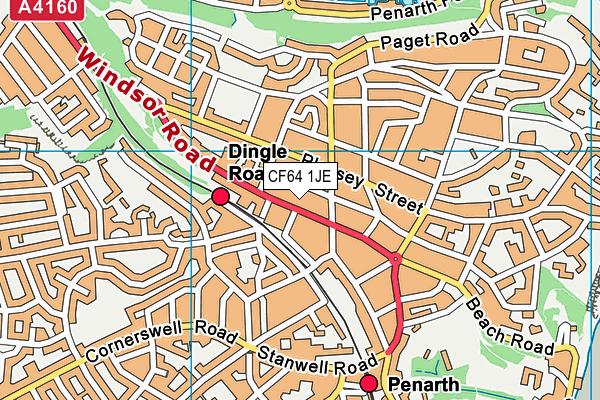 CF64 1JE map - OS VectorMap District (Ordnance Survey)