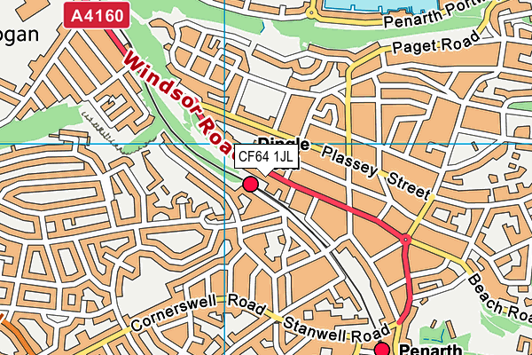 CF64 1JL map - OS VectorMap District (Ordnance Survey)