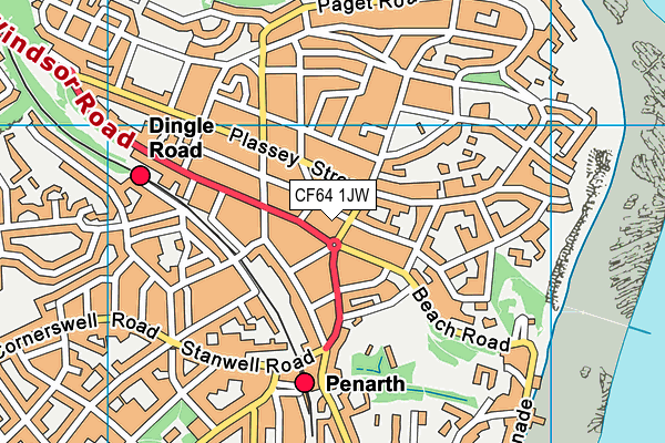 CF64 1JW map - OS VectorMap District (Ordnance Survey)