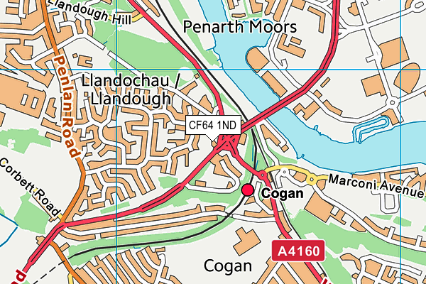 CF64 1ND map - OS VectorMap District (Ordnance Survey)