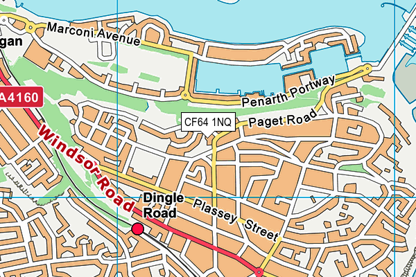 CF64 1NQ map - OS VectorMap District (Ordnance Survey)