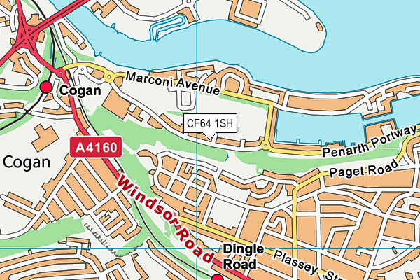 CF64 1SH map - OS VectorMap District (Ordnance Survey)