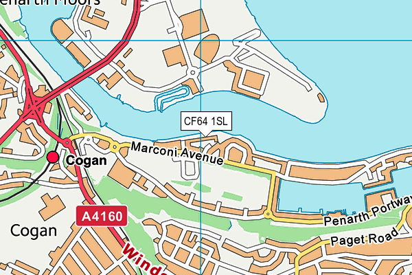 CF64 1SL map - OS VectorMap District (Ordnance Survey)