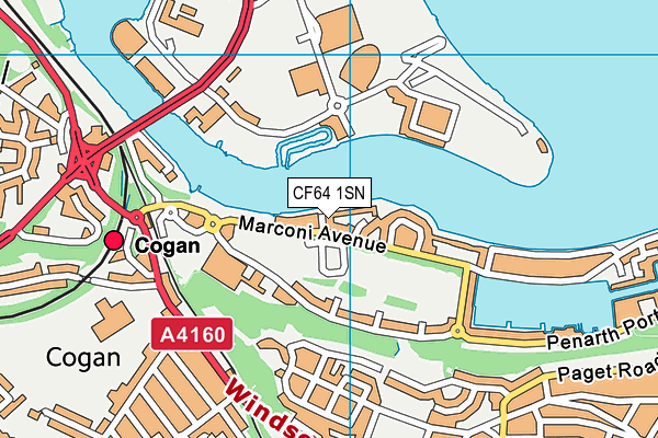 CF64 1SN map - OS VectorMap District (Ordnance Survey)