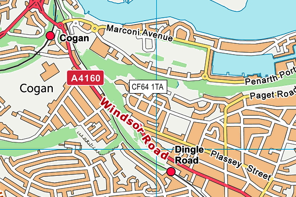 CF64 1TA map - OS VectorMap District (Ordnance Survey)