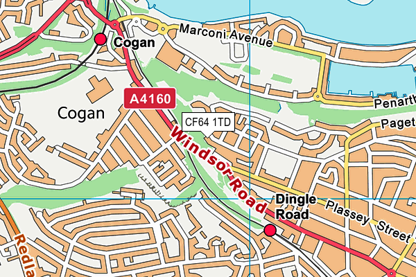 CF64 1TD map - OS VectorMap District (Ordnance Survey)