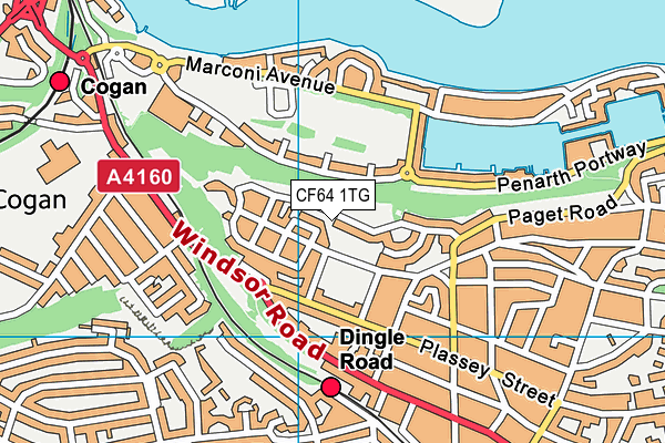 CF64 1TG map - OS VectorMap District (Ordnance Survey)