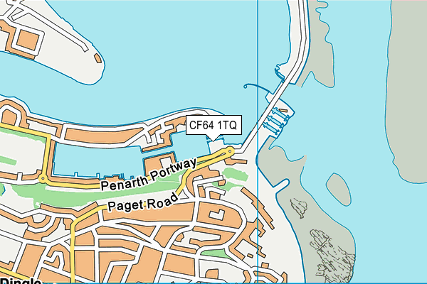 CF64 1TQ map - OS VectorMap District (Ordnance Survey)
