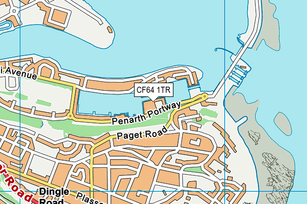 CF64 1TR map - OS VectorMap District (Ordnance Survey)