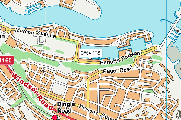 CF64 1TS map - OS VectorMap District (Ordnance Survey)