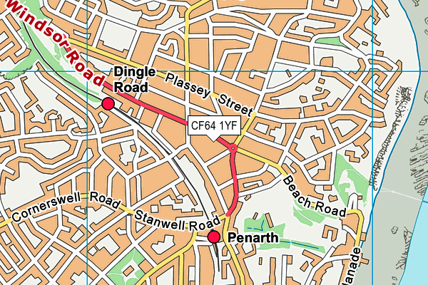 CF64 1YF map - OS VectorMap District (Ordnance Survey)
