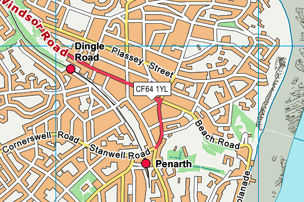 CF64 1YL map - OS VectorMap District (Ordnance Survey)