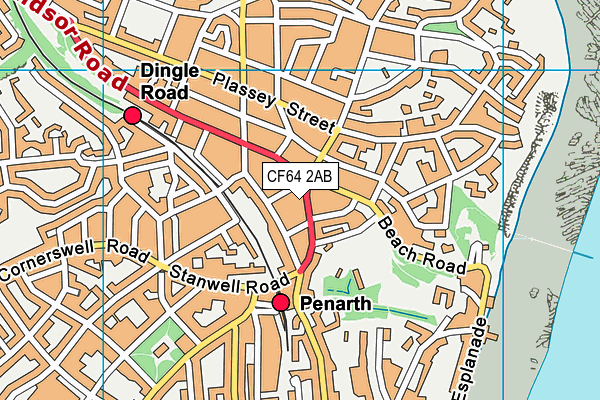 CF64 2AB map - OS VectorMap District (Ordnance Survey)