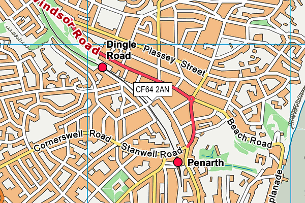 CF64 2AN map - OS VectorMap District (Ordnance Survey)