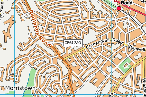 CF64 2AQ map - OS VectorMap District (Ordnance Survey)