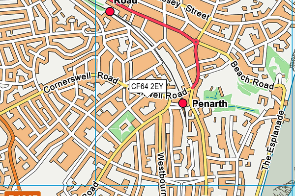 CF64 2EY map - OS VectorMap District (Ordnance Survey)