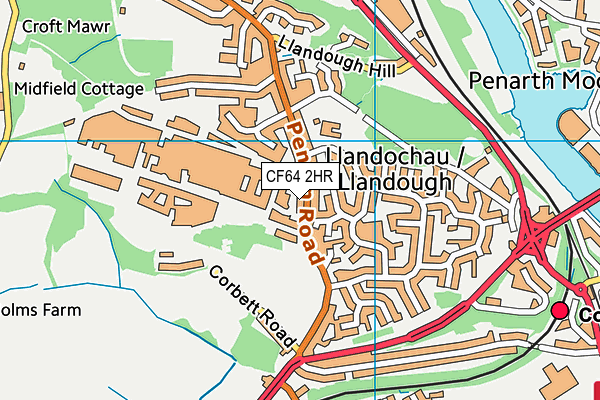 CF64 2HR map - OS VectorMap District (Ordnance Survey)