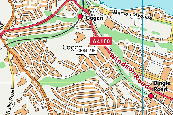 Cogan Primary School map (CF64 2JS) - OS VectorMap District (Ordnance Survey)