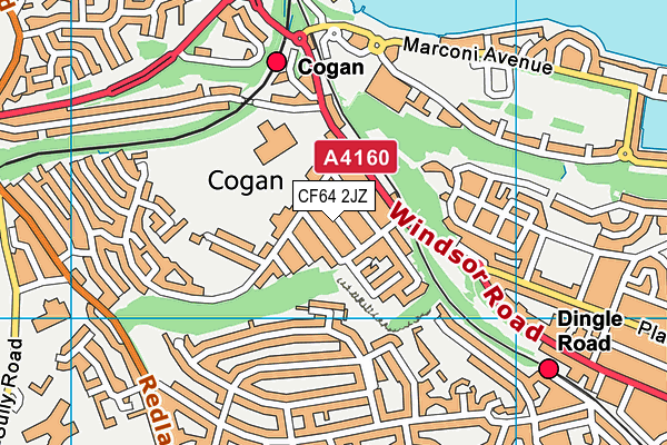 CF64 2JZ map - OS VectorMap District (Ordnance Survey)