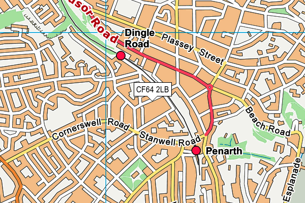 CF64 2LB map - OS VectorMap District (Ordnance Survey)