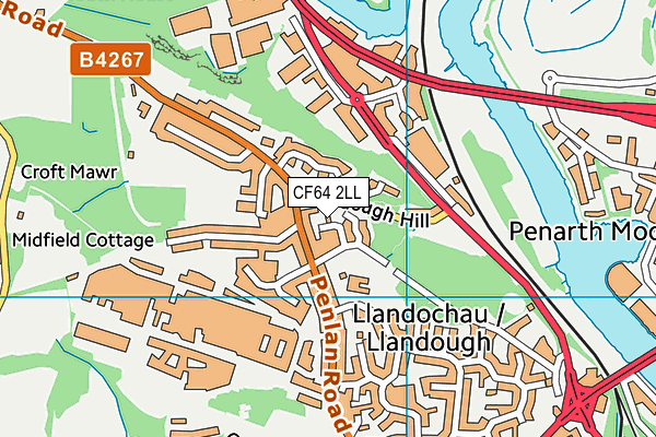 CF64 2LL map - OS VectorMap District (Ordnance Survey)