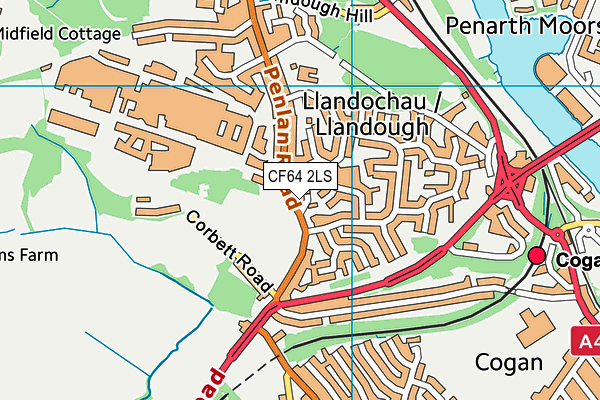 CF64 2LS map - OS VectorMap District (Ordnance Survey)