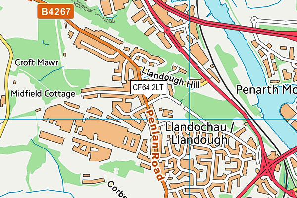 CF64 2LT map - OS VectorMap District (Ordnance Survey)