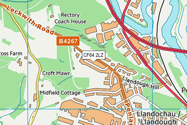 CF64 2LZ map - OS VectorMap District (Ordnance Survey)