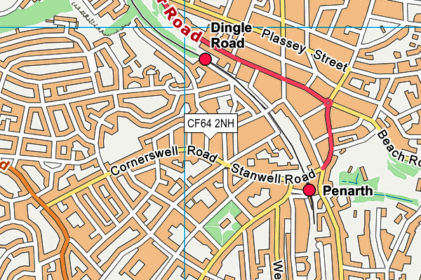 CF64 2NH map - OS VectorMap District (Ordnance Survey)