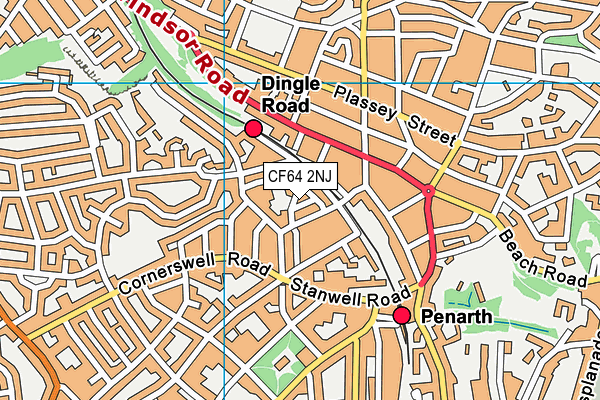 CF64 2NJ map - OS VectorMap District (Ordnance Survey)