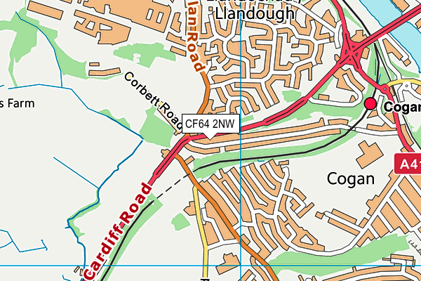 CF64 2NW map - OS VectorMap District (Ordnance Survey)