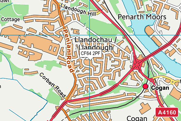 CF64 2PF map - OS VectorMap District (Ordnance Survey)