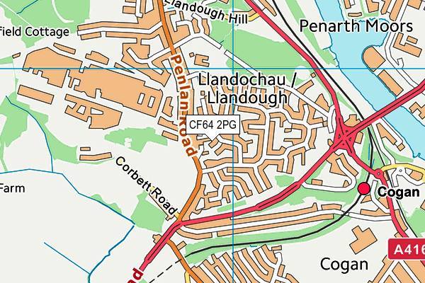 CF64 2PG map - OS VectorMap District (Ordnance Survey)