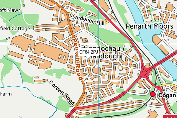 CF64 2PJ map - OS VectorMap District (Ordnance Survey)